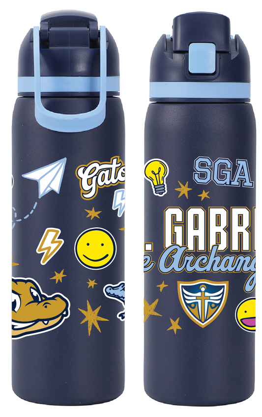 Stainless Steel Bottle - Full Wrap Print on Blue